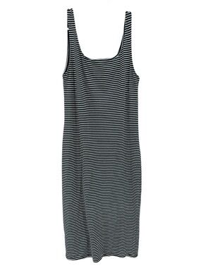 Heart & Hips Striped Tank Dress Black White Midi Bodycon Large